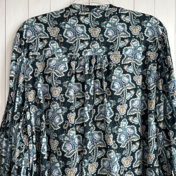 By Anthropologie size XL henley peasant blouse blue cotton long sleeve boho - Picture 10 of 15